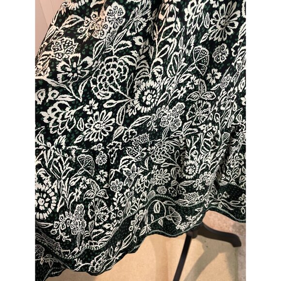 Loft Floral Black & White Dress With Ruffled Sleeves Size PL 100%Viscose - Picture 15 of 15